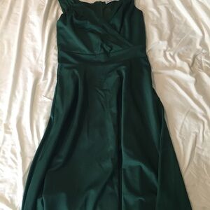 Sleeveless Emerald Green Fit-and-Flare Dress